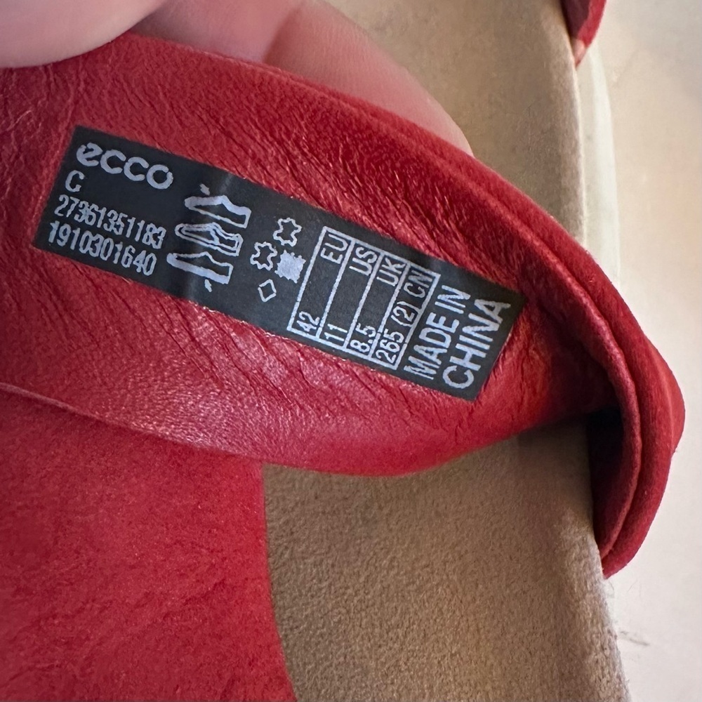 Ecco Women's Flowt W Flat Cross Strap Sandals Chili Red Size US11 EUC leather - Picture 8 of 9